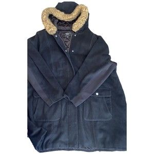 Torrid Plus Size 26 4X Black Wool Parka Coat Warm Heavy Removable Fur Trim